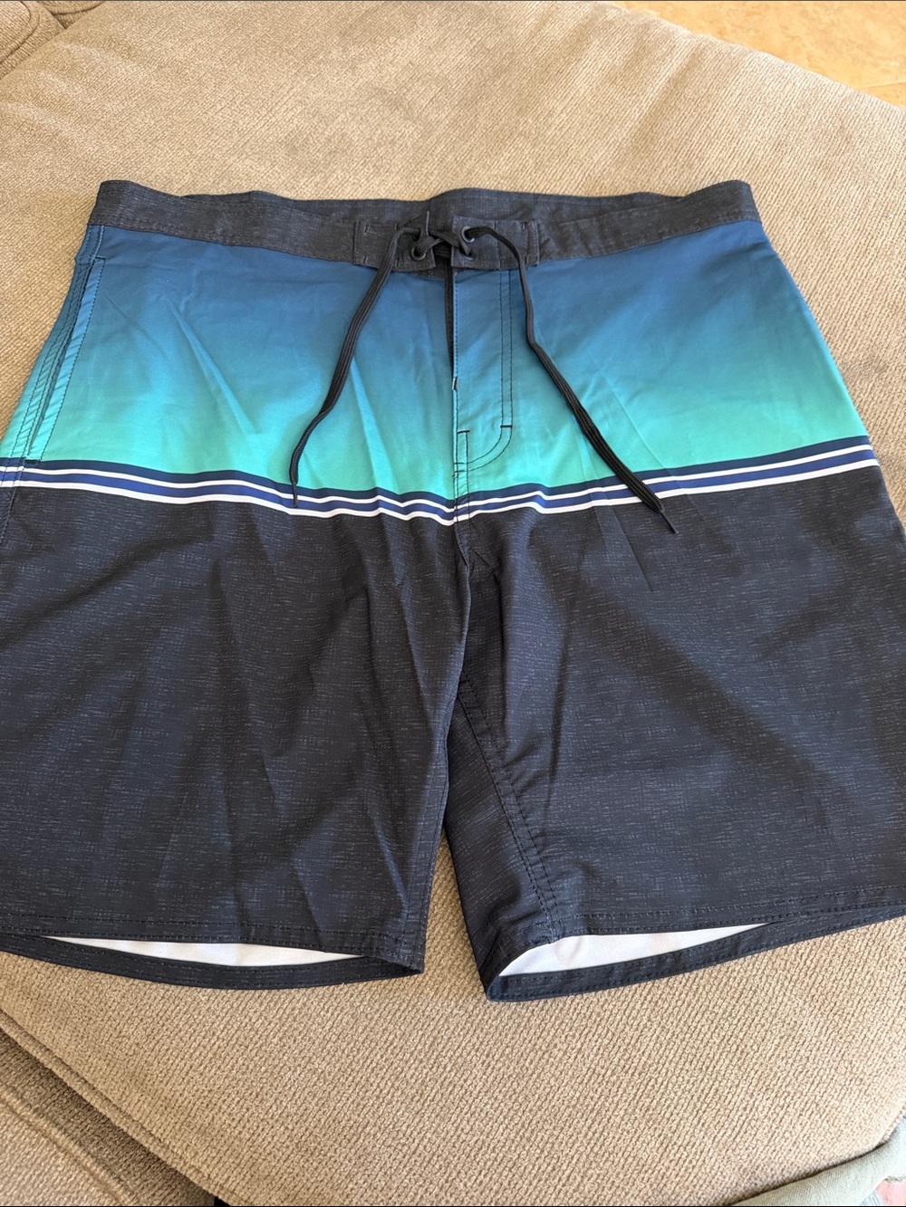 burnside Blue-Green Gradient Board Shorts with Navy Panel
